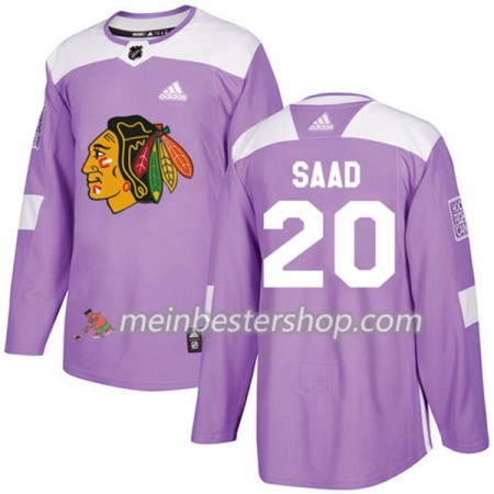 Chicago Blackhawks Brandon Saad 20 Adidas 2017-2018 Lila Fights Cancer Practice Trikot Authentic - Herren